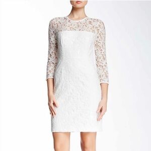 NWT 4. COLLECTIVE White Lace Illusion Shift Dress Size 6